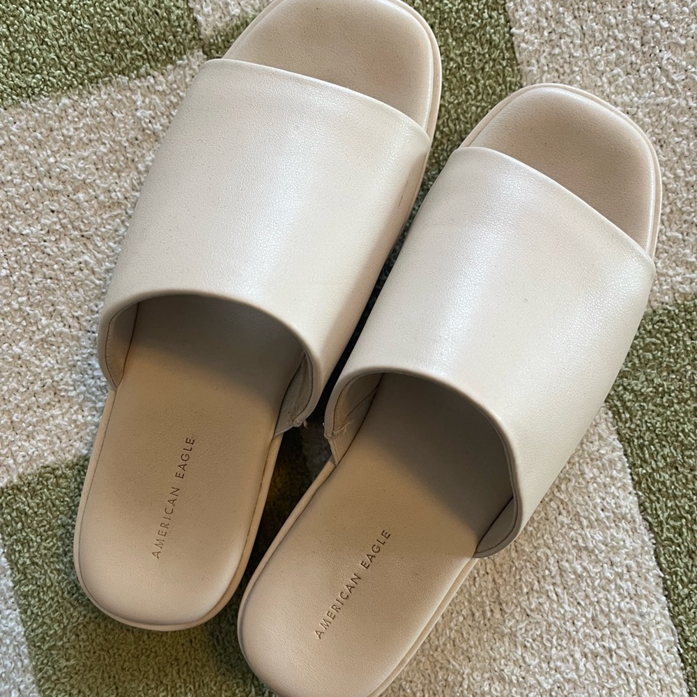 american eagle white platform sandals